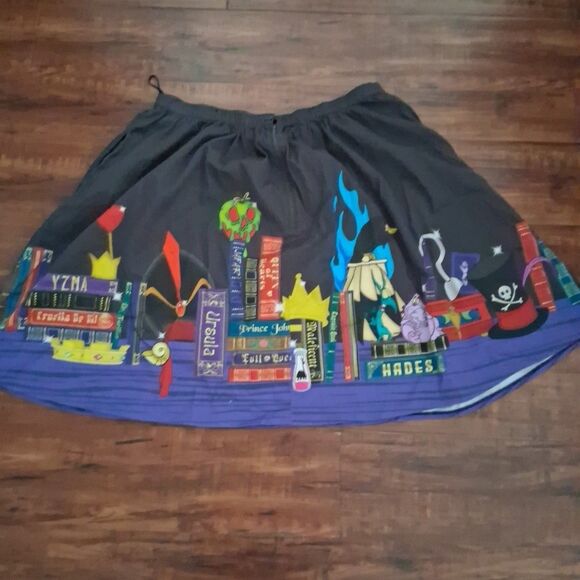 Loungefly Stitch Shoppe Disney Villians Bookshelf Skirt Womens Plus Sz 2X Black - Picture 8 of 16